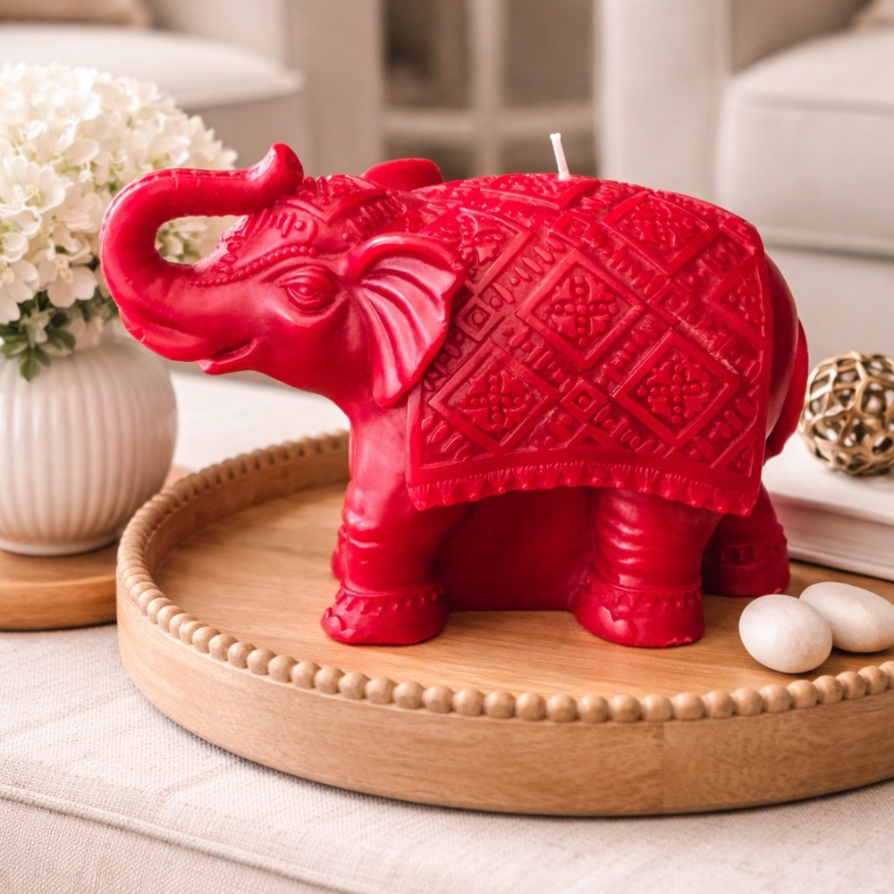 Vintage Red Elephant Candle Holder